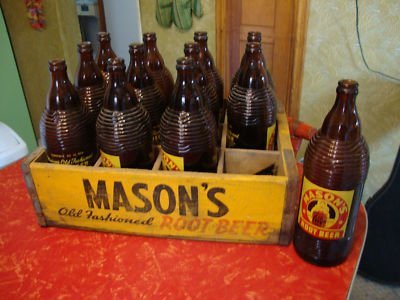 Vintage-masons-root-beer-wood-case-and-quart-bottles_130482398488